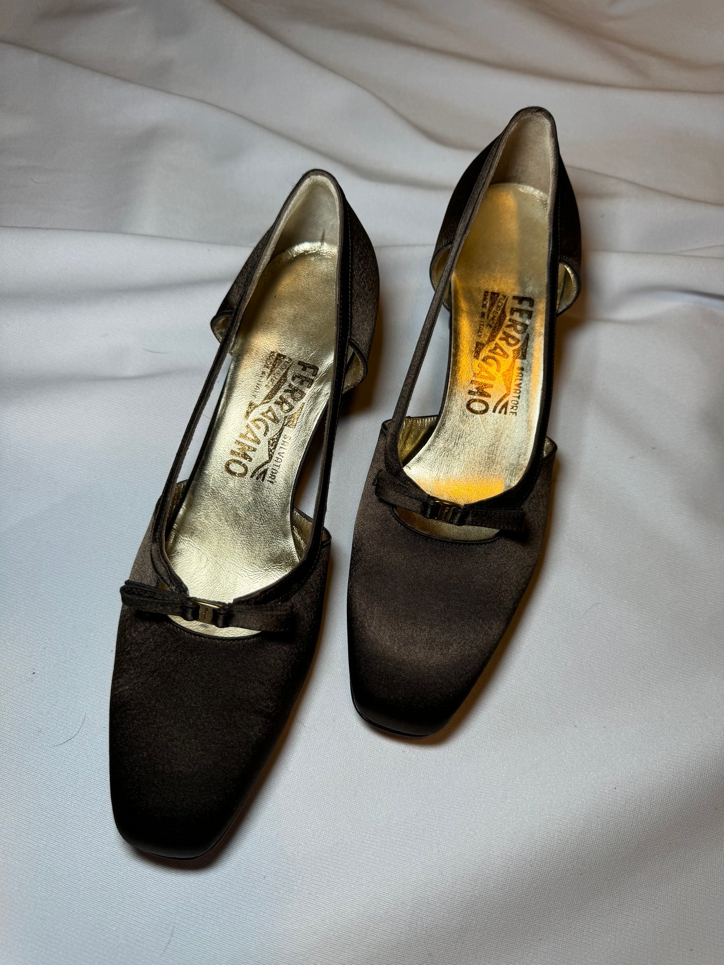 Vintage Unworn Brown Salvatore Ferragamo Ballet Style Shoes