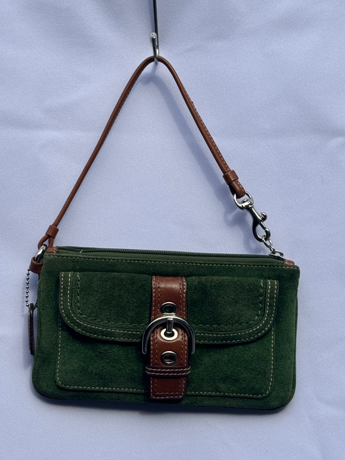 Vintage Coach Green Suede Wristlet