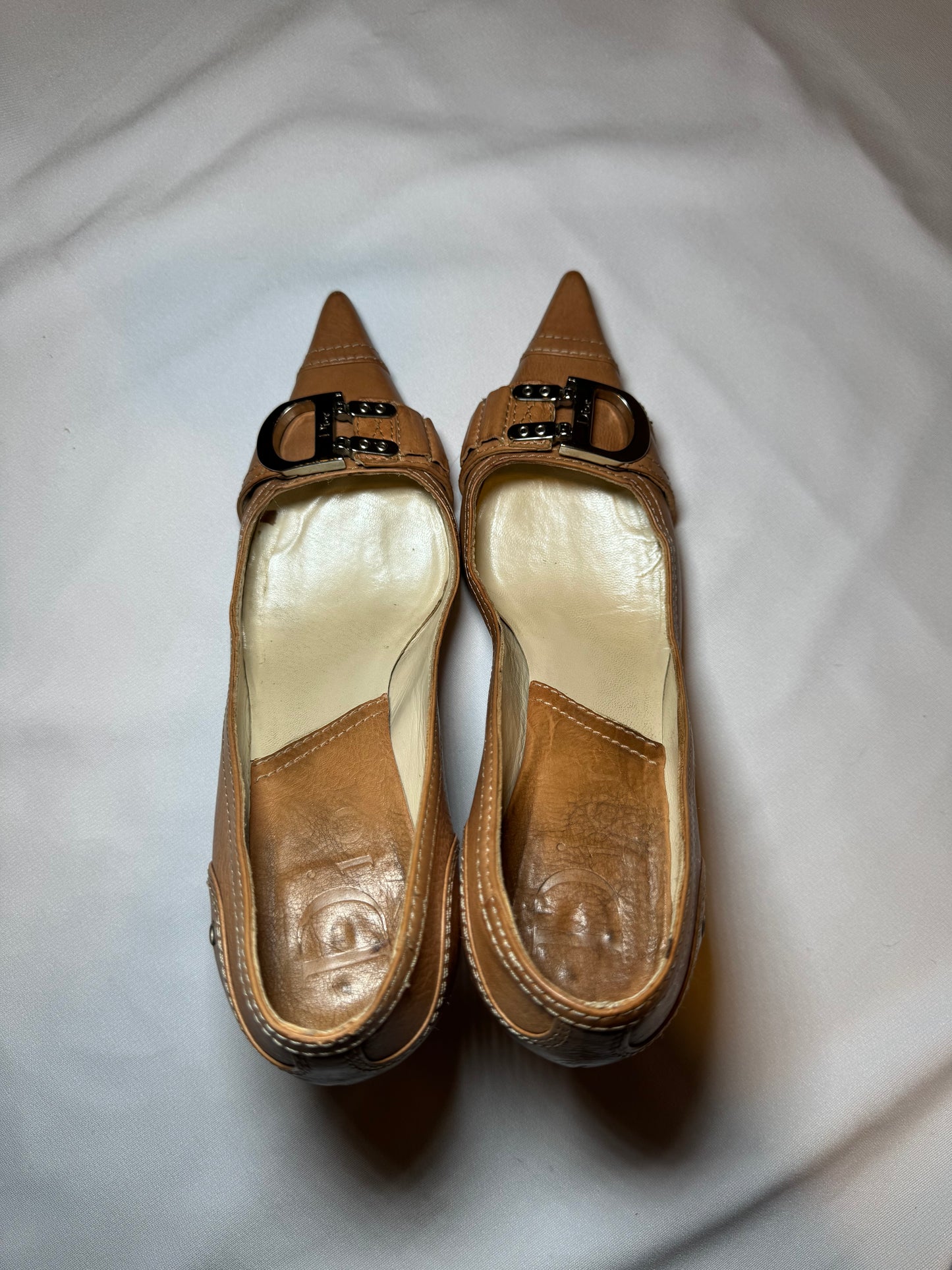 Rare Vintage Beige Dior Pointed Toe Kitten Heels