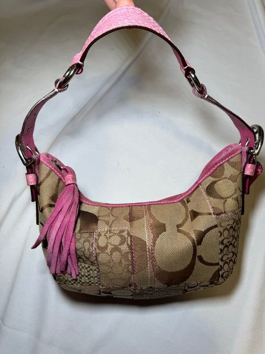 Vintage y2k Pink Coach Patchwork Small Crescent Shoulder Bag