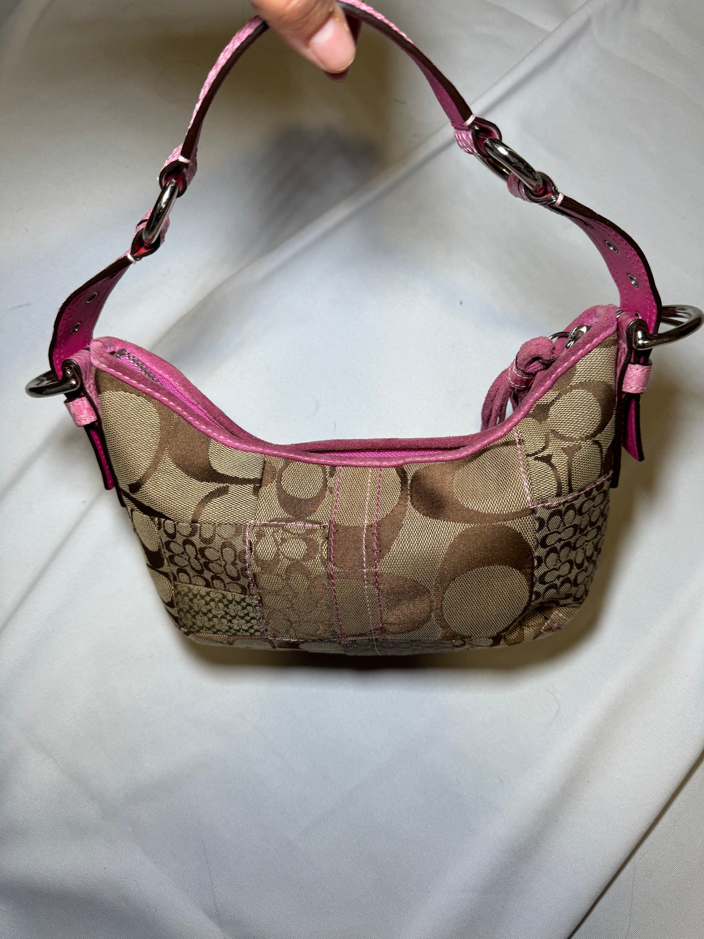 Vintage y2k Pink Coach Patchwork Small Crescent Shoulder Bag