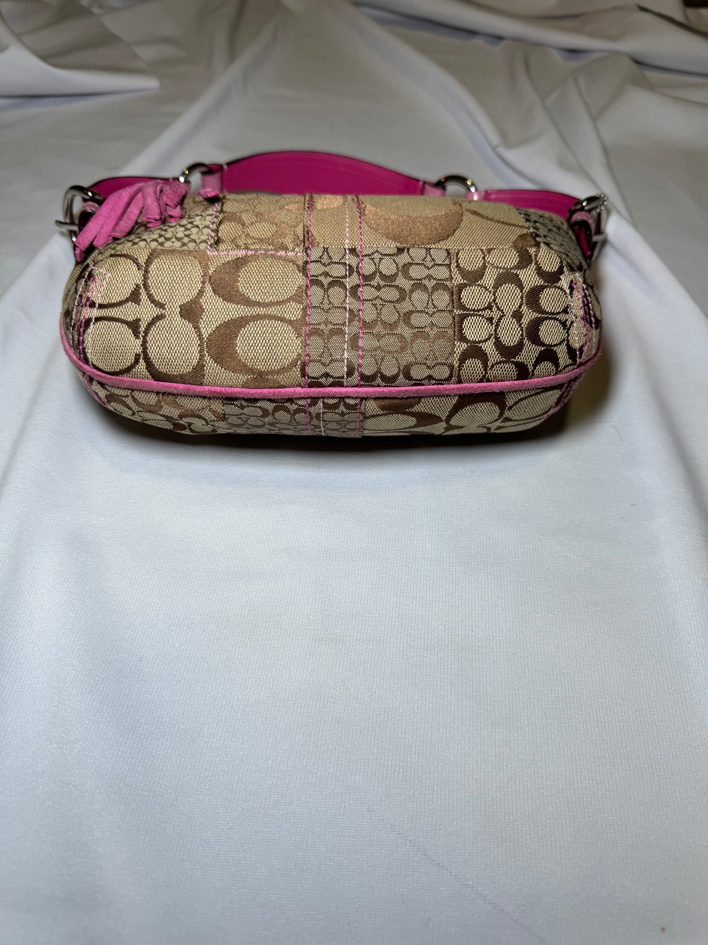 Vintage y2k Pink Coach Patchwork Small Crescent Shoulder Bag