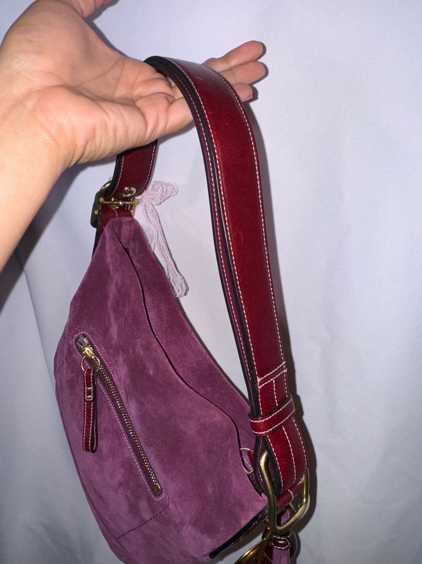 Vintage Y2K Limited Edition Like New Purple/Pink All Suede Bag