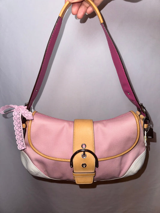 Like New Vintage Y2k Pink Coach Soho Flap Shoulder Bag