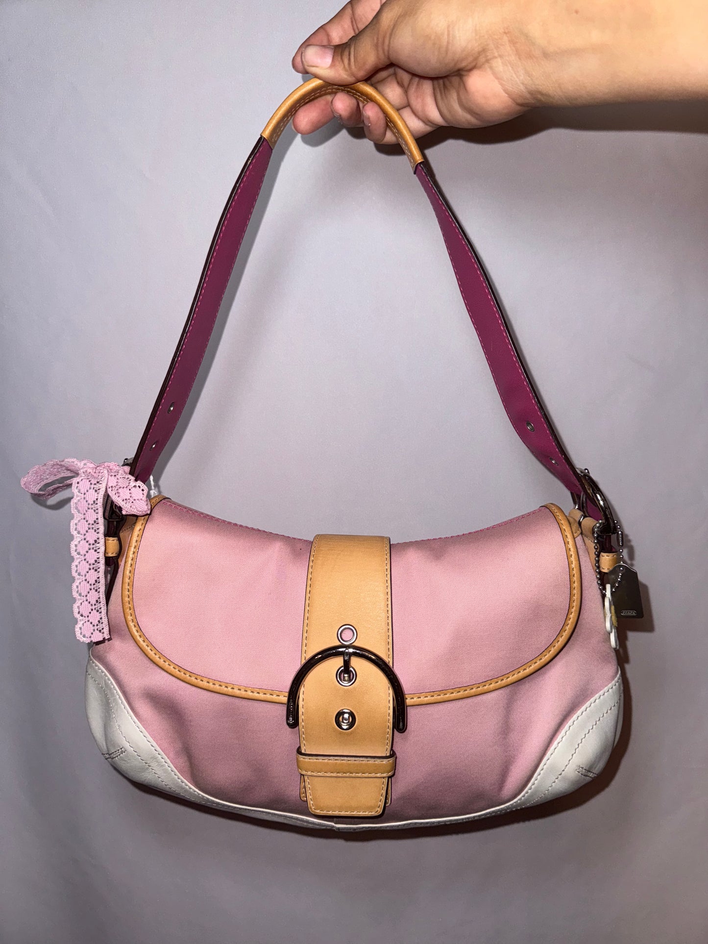 Like New Vintage Y2k Pink Coach Soho Flap Shoulder Bag