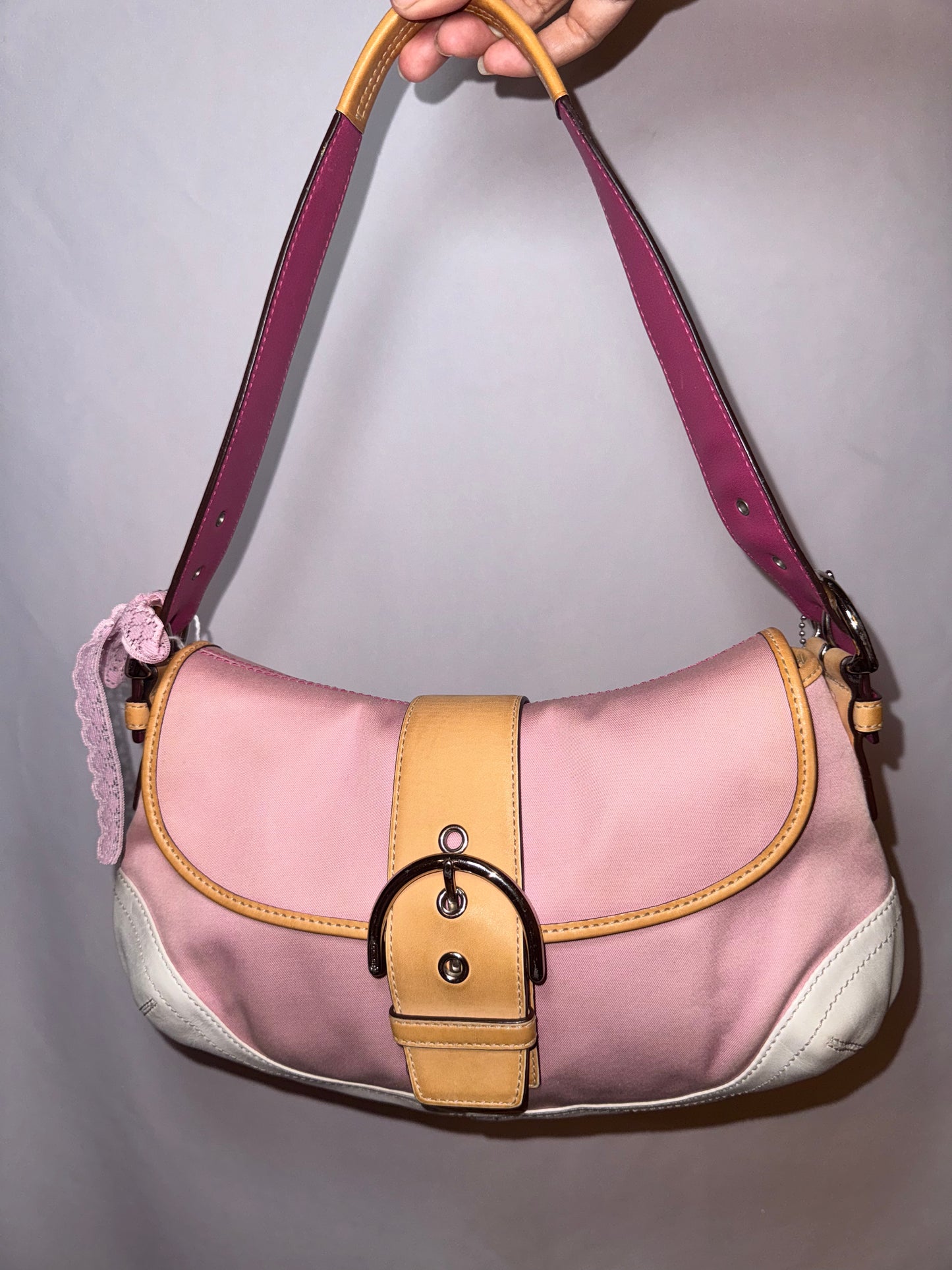 Like New Vintage Y2k Pink Coach Soho Flap Shoulder Bag