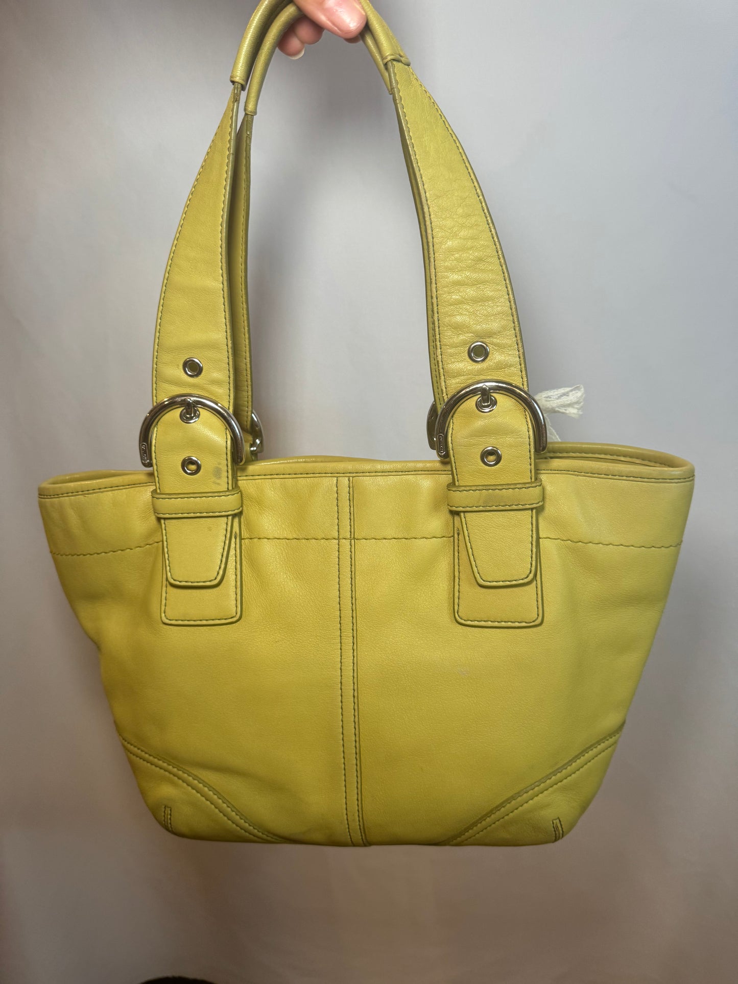 RARE Vintage Y2k Lime Green Leather Coach Shoulder Bag