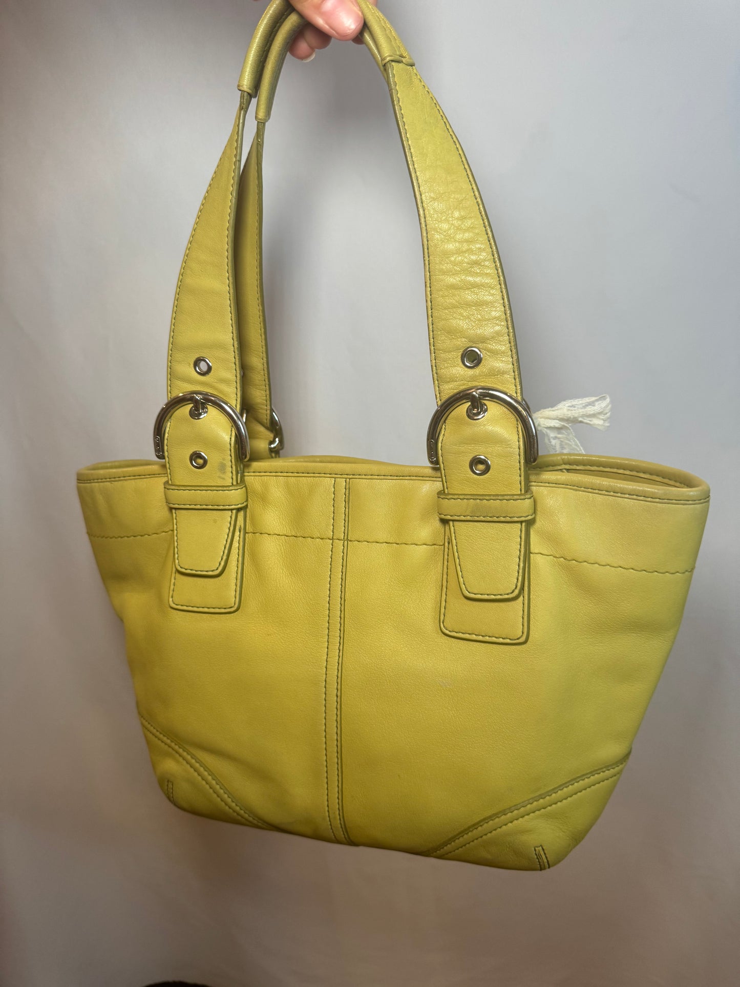 RARE Vintage Y2k Lime Green Leather Coach Shoulder Bag