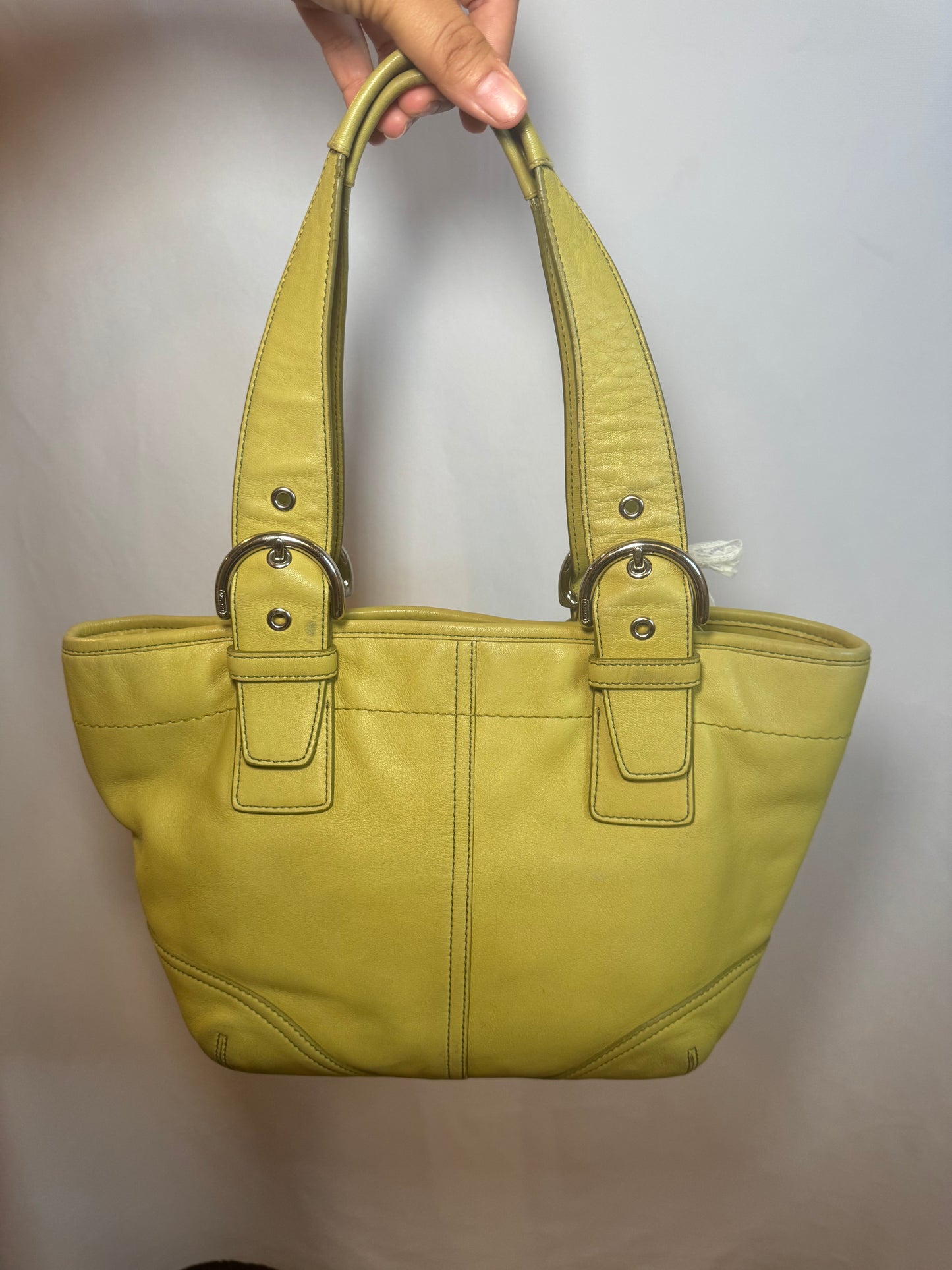 RARE Vintage Y2k Lime Green Leather Coach Shoulder Bag