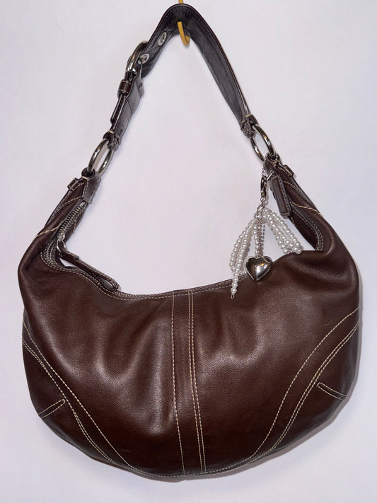 Vintage y2k Coach Brown Crescent Hobo Shoulder Bag