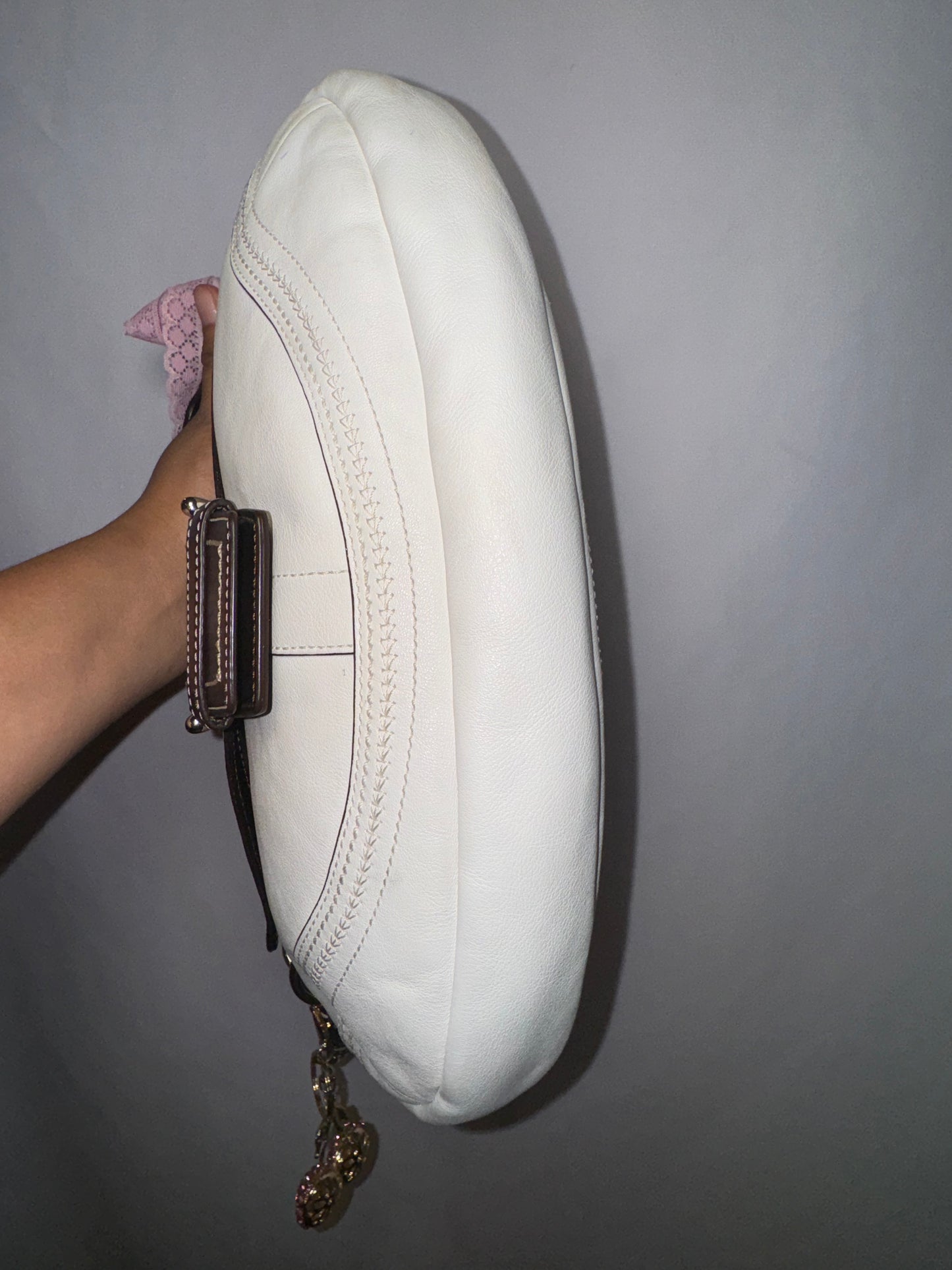 Vintage y2k White Leather Coach Soho Flap Shoulder Bag