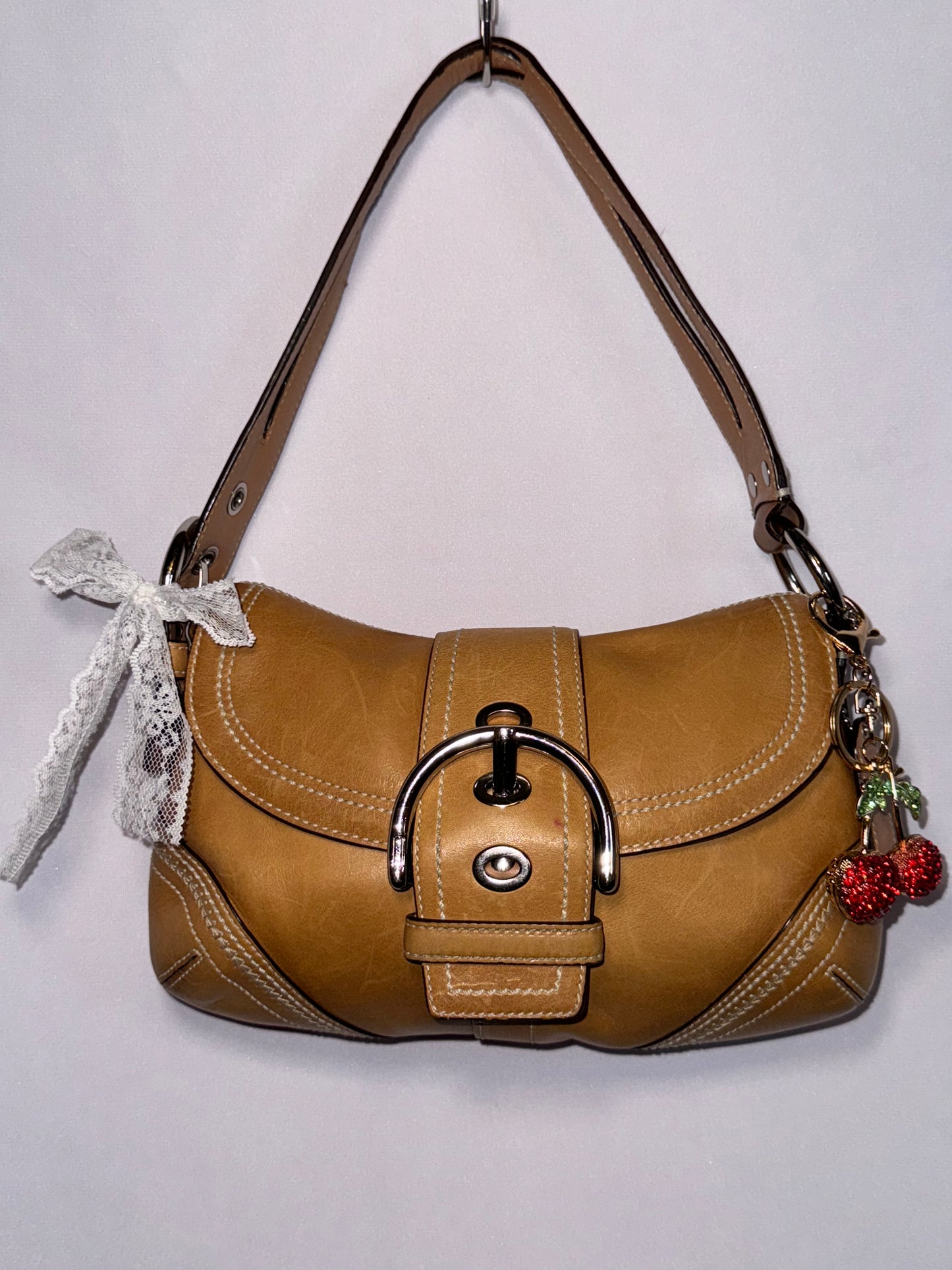 Vintage Y2k Light Brown Coach Soho Flap Shoulder Bag