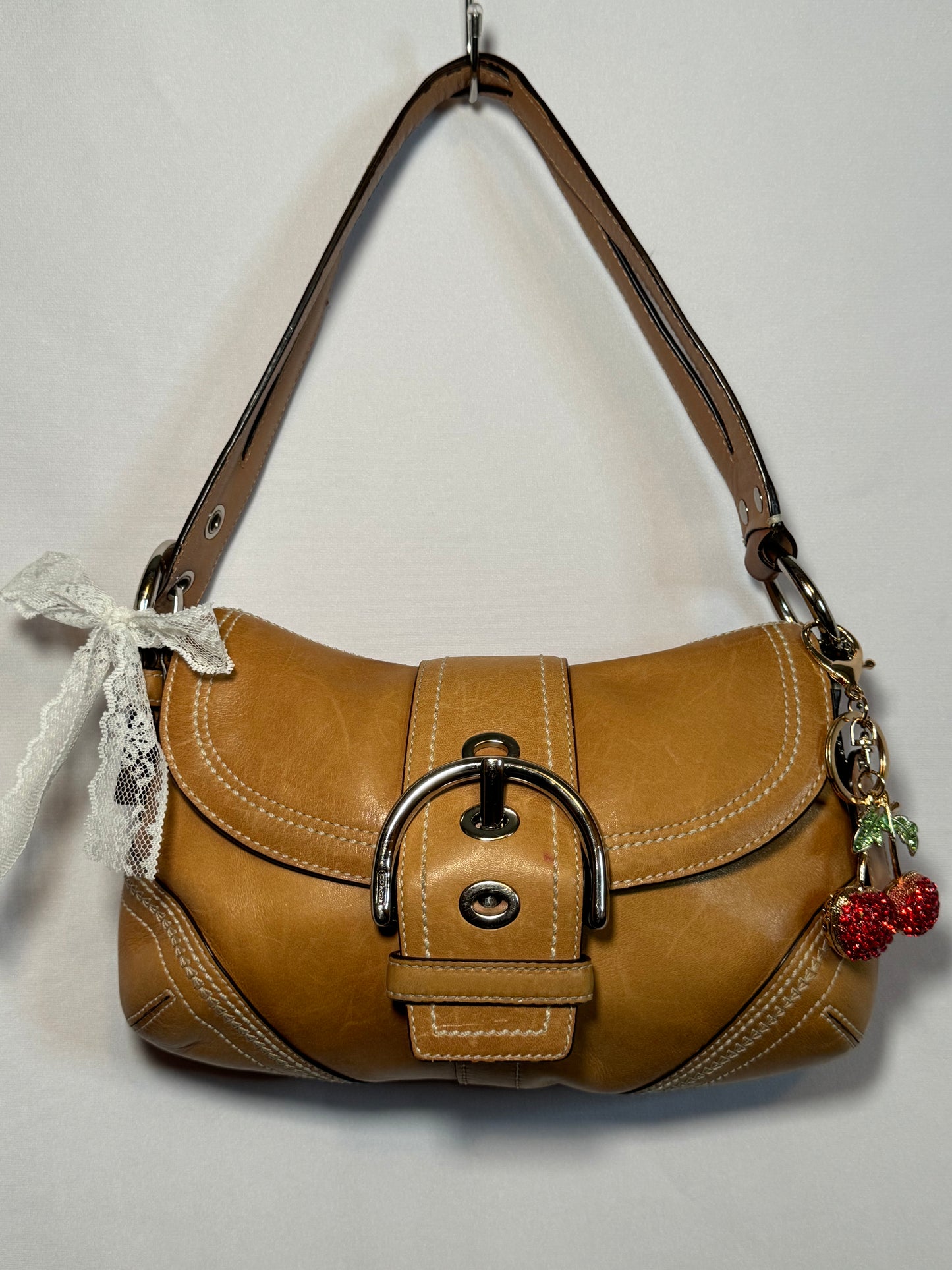 Vintage Y2k Light Brown Coach Soho Flap Shoulder Bag