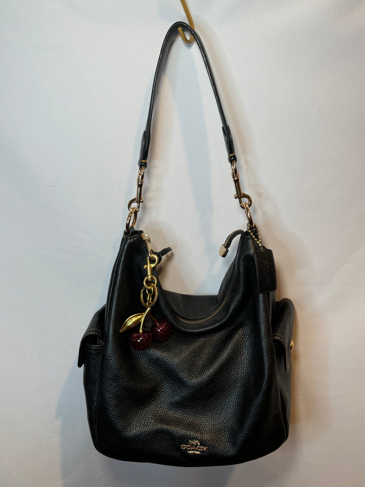 Like New Coach Black Pebbled Leather Slouchy Hobo Bag