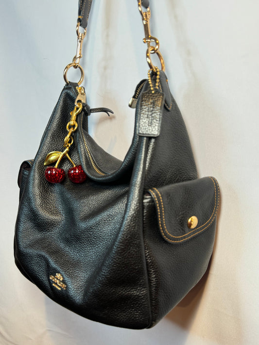 Like New Coach Black Pebbled Leather Slouchy Hobo Bag