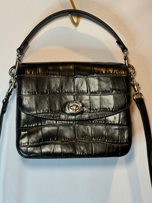 Like New Coach Black Croc Crossbody Bag