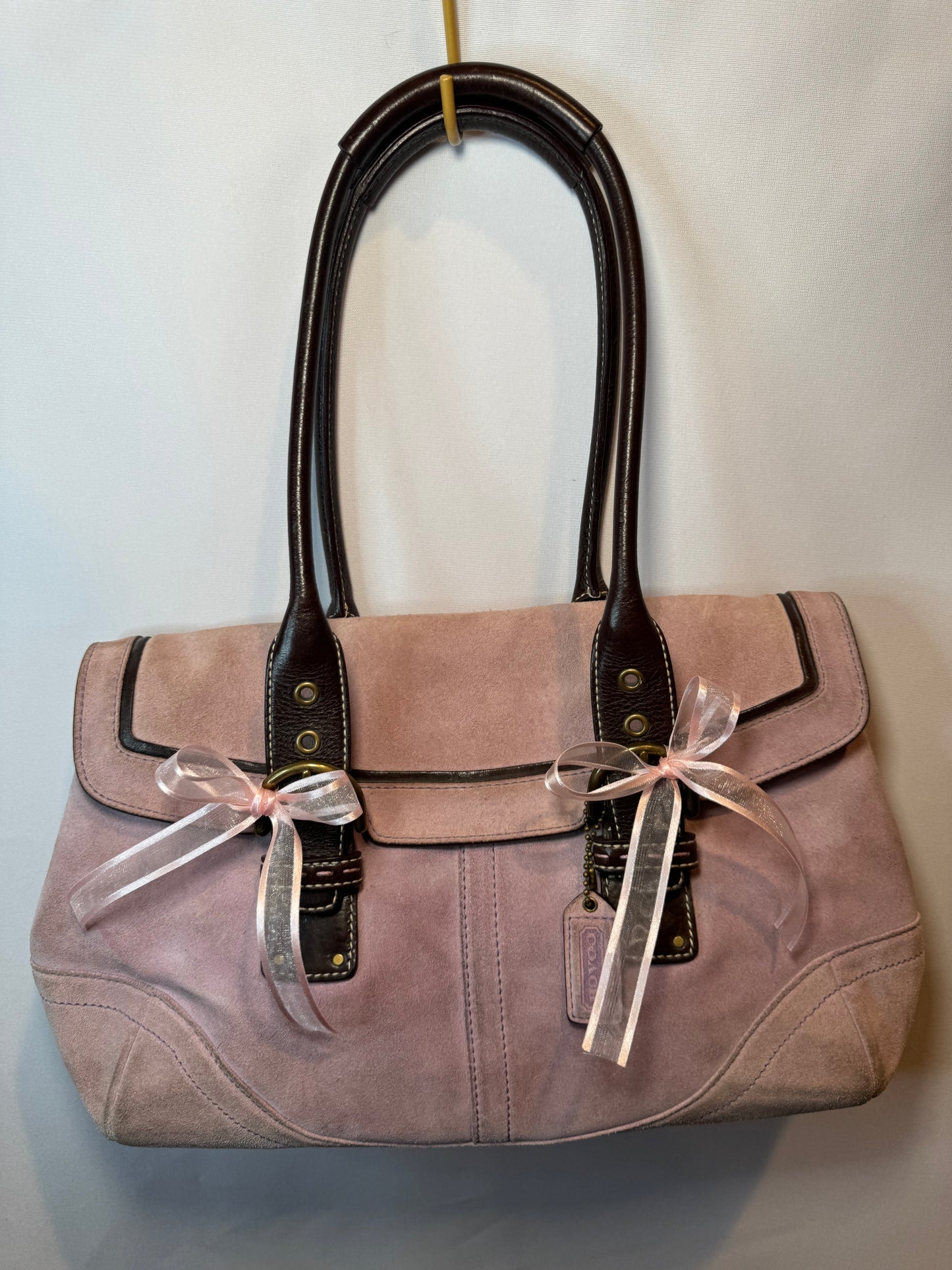 Vintage Coach Pink/Purple Suede Medium Shoulder Bag