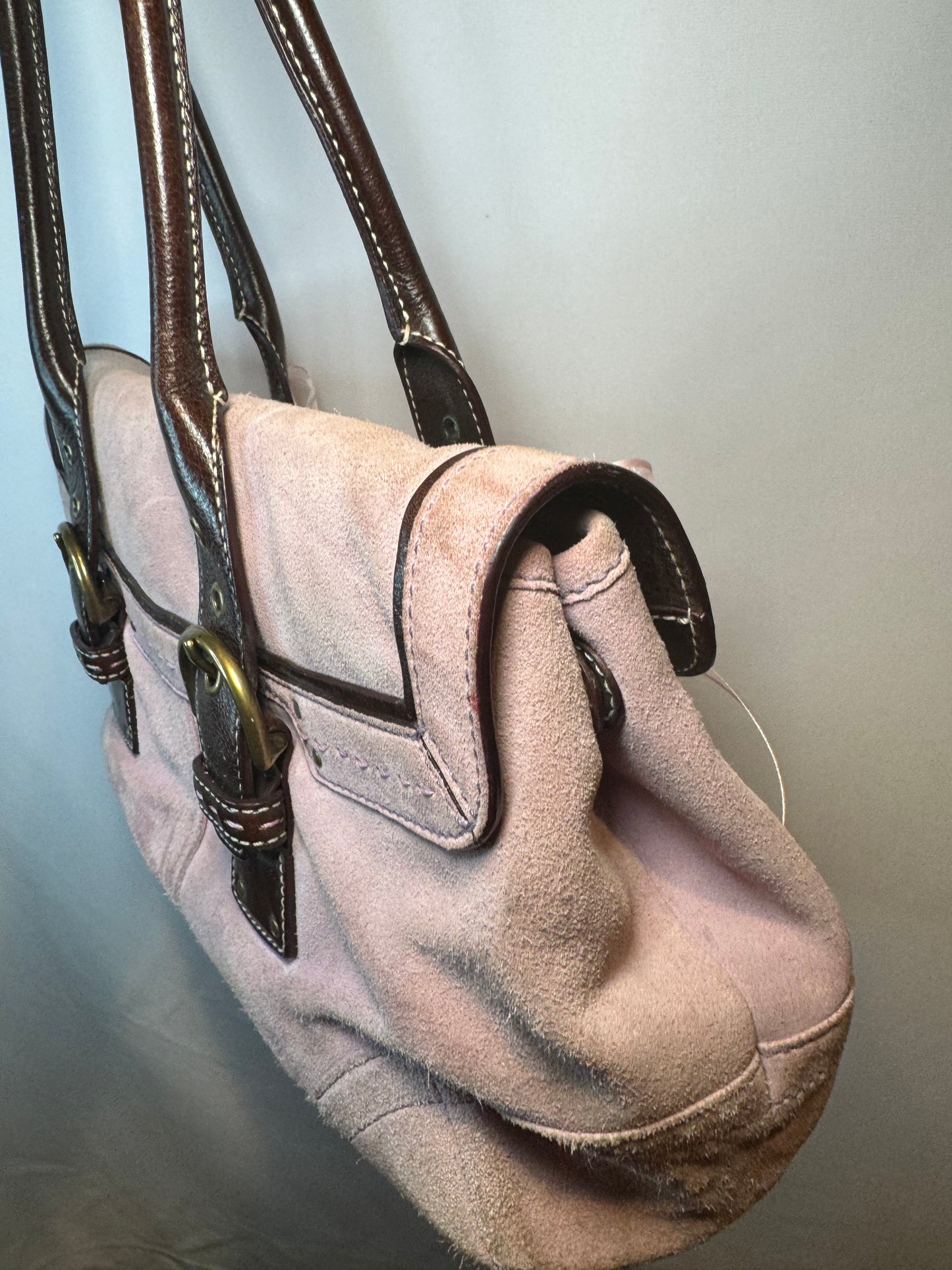 Vintage Coach Pink/Purple Suede Medium Shoulder Bag