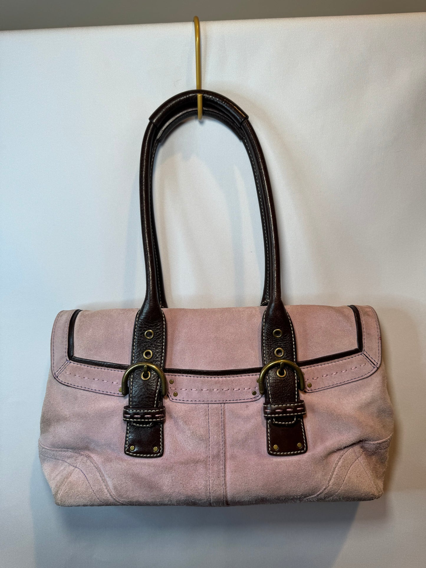 Vintage Coach Pink/Purple Suede Medium Shoulder Bag