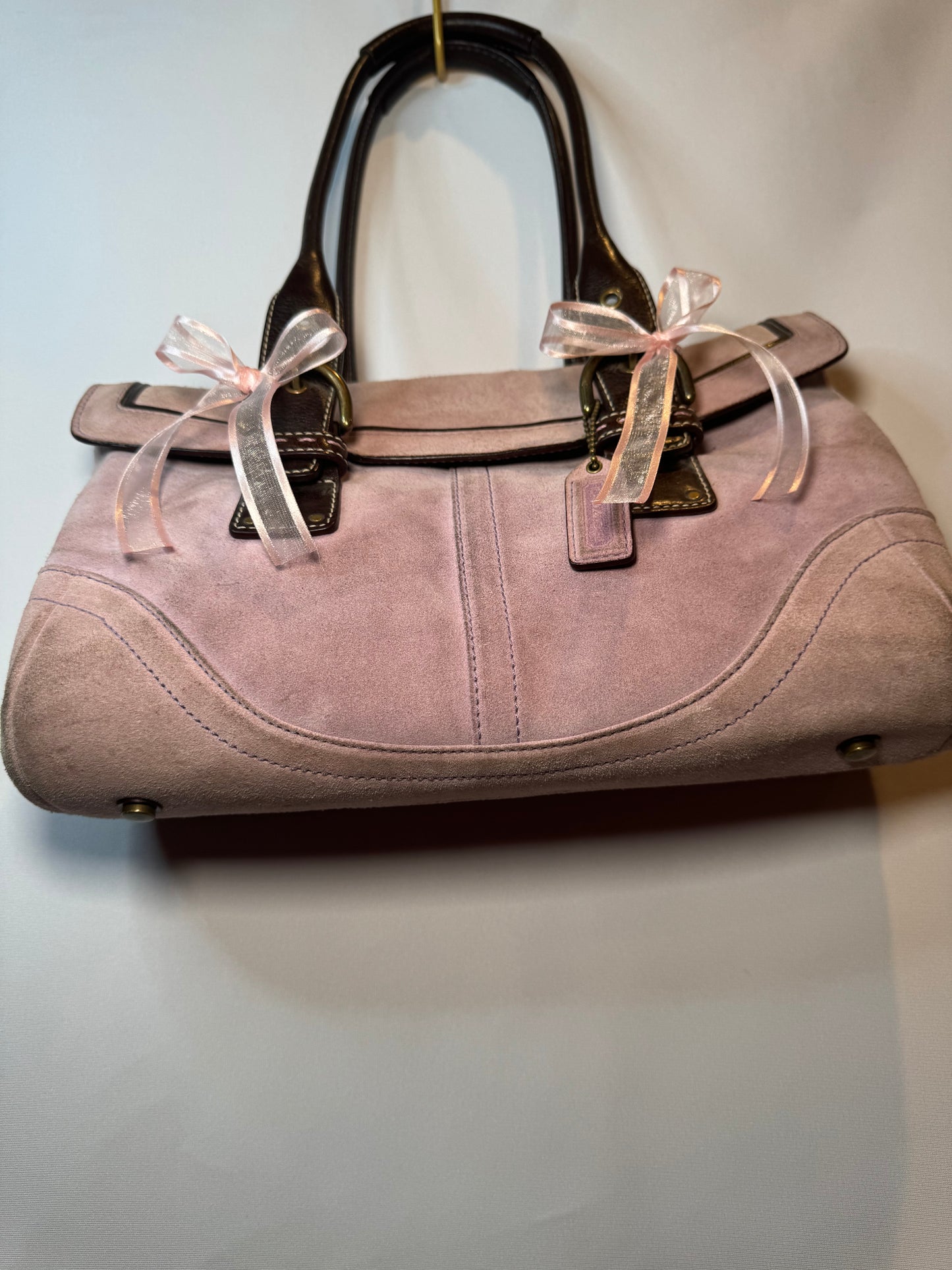 Vintage Coach Pink/Purple Suede Medium Shoulder Bag