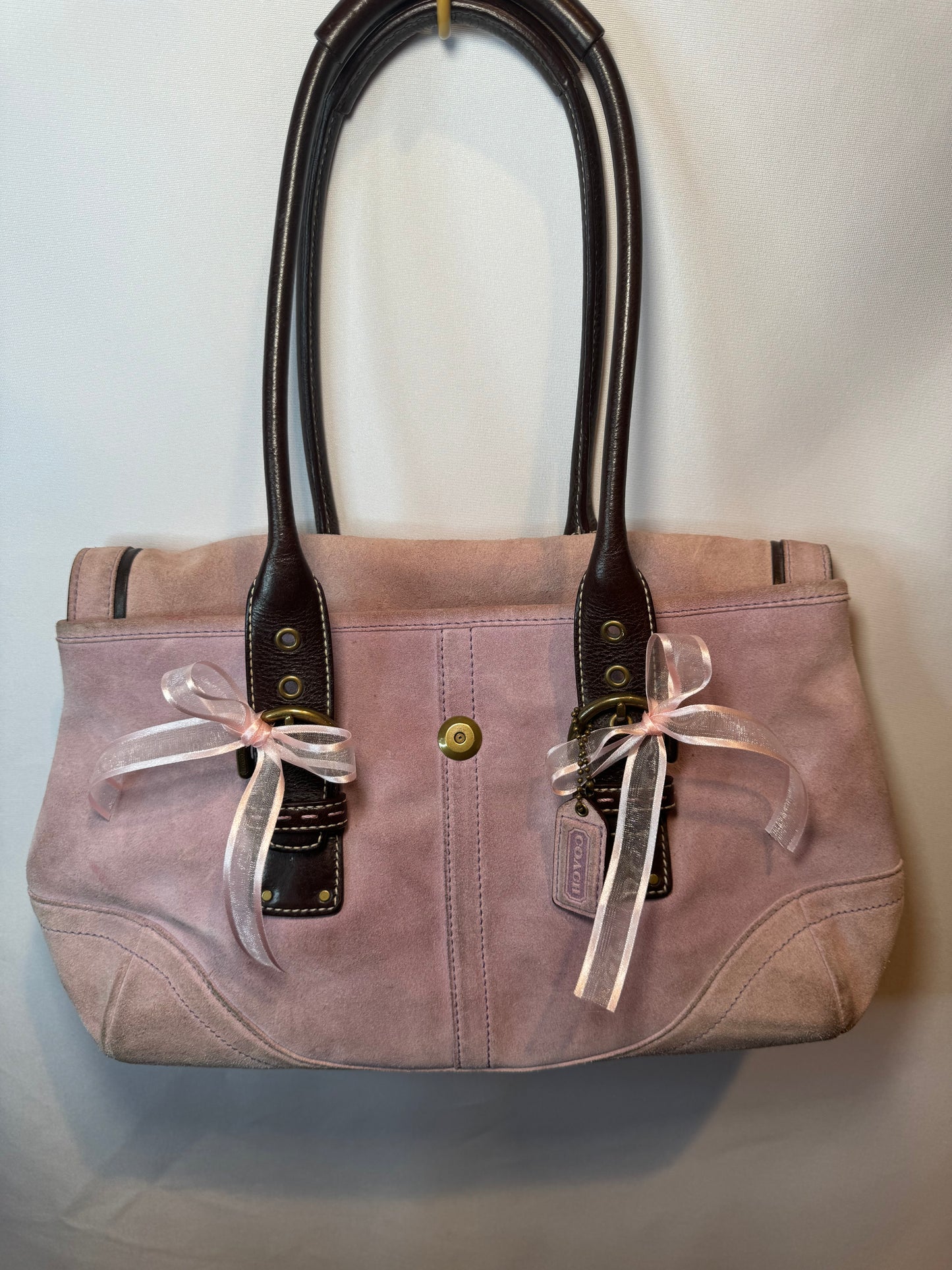 Vintage Coach Pink/Purple Suede Medium Shoulder Bag