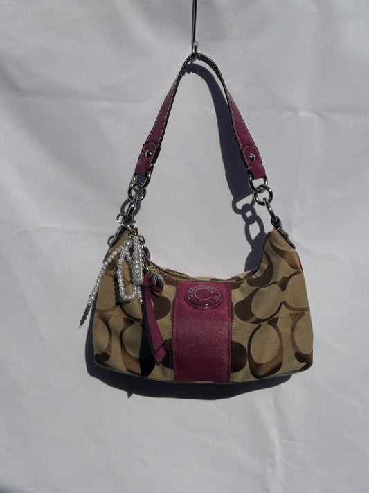 Vintage Y2K Coach Pink and Brown Monogram Shoulder bag