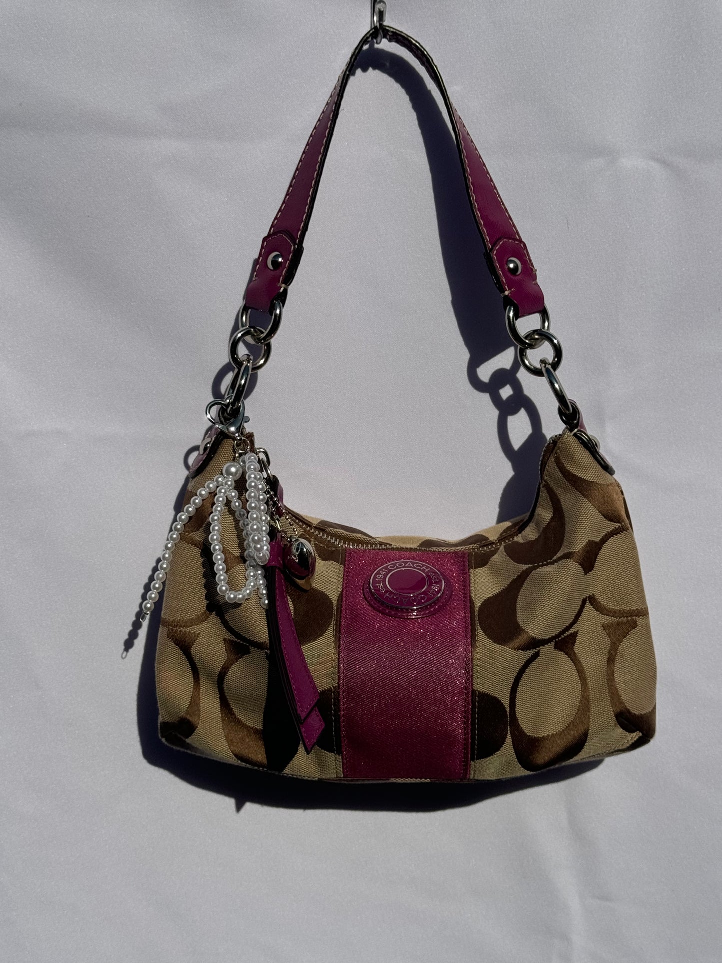 Vintage Y2K Coach Pink and Brown Monogram Shoulder bag