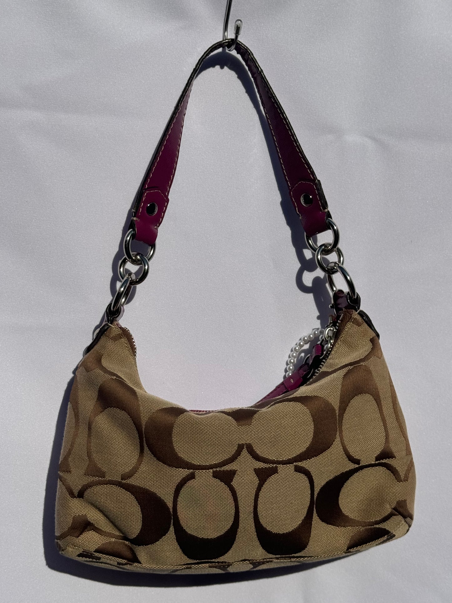 Vintage Y2K Coach Pink and Brown Monogram Shoulder bag