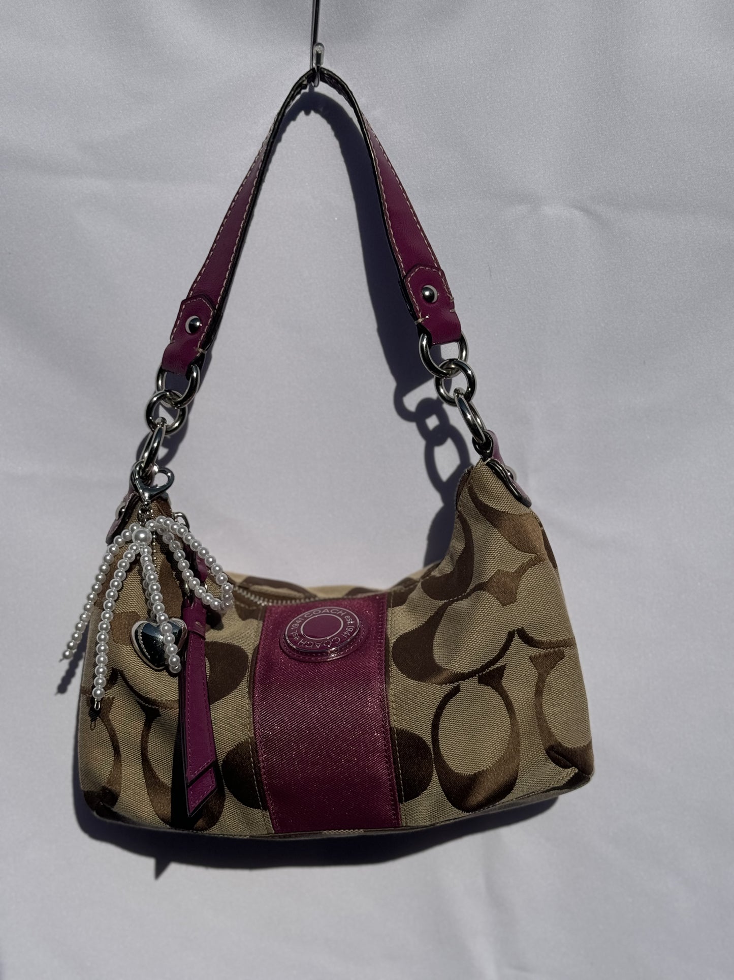 Vintage Y2K Coach Pink and Brown Monogram Shoulder bag