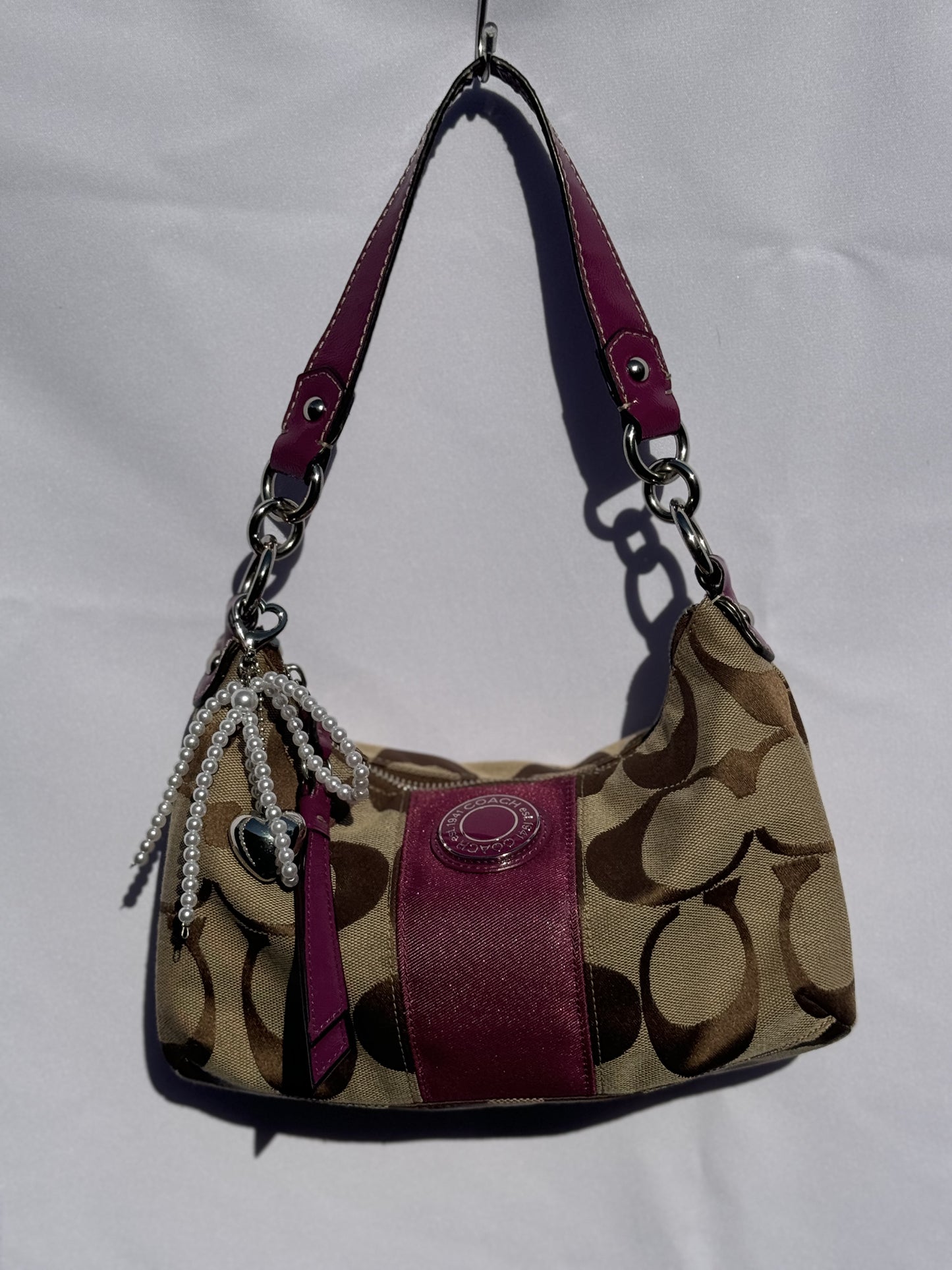 Vintage Y2K Coach Pink and Brown Monogram Shoulder bag