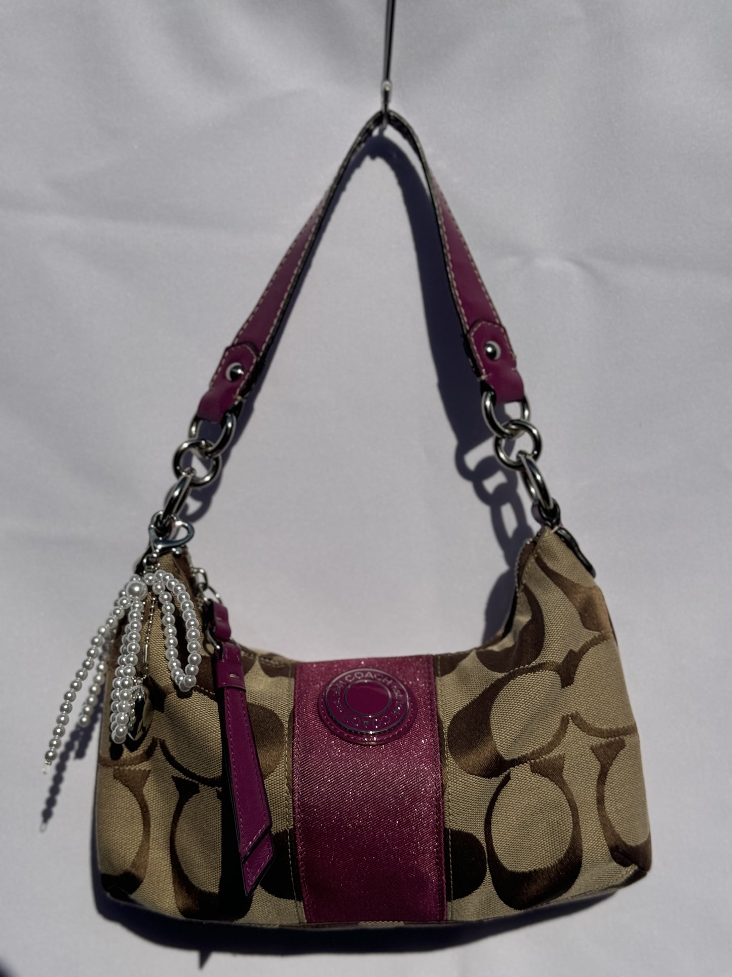 Vintage Y2K Coach Pink and Brown Monogram Shoulder bag