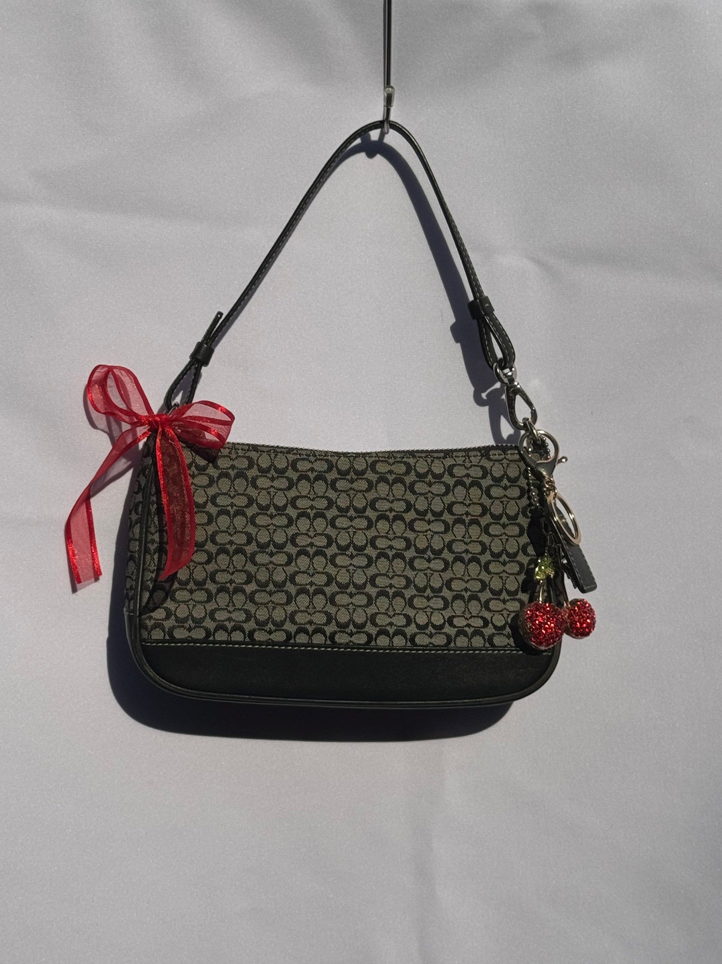 Vintage Black and Grey Mini Jacquard Hamptons Mini Shoulder Bag and Wallet Matching set