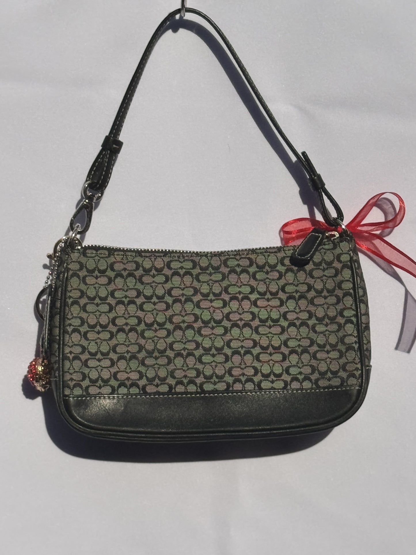 Vintage Black and Grey Mini Jacquard Hamptons Mini Shoulder Bag and Wallet Matching set