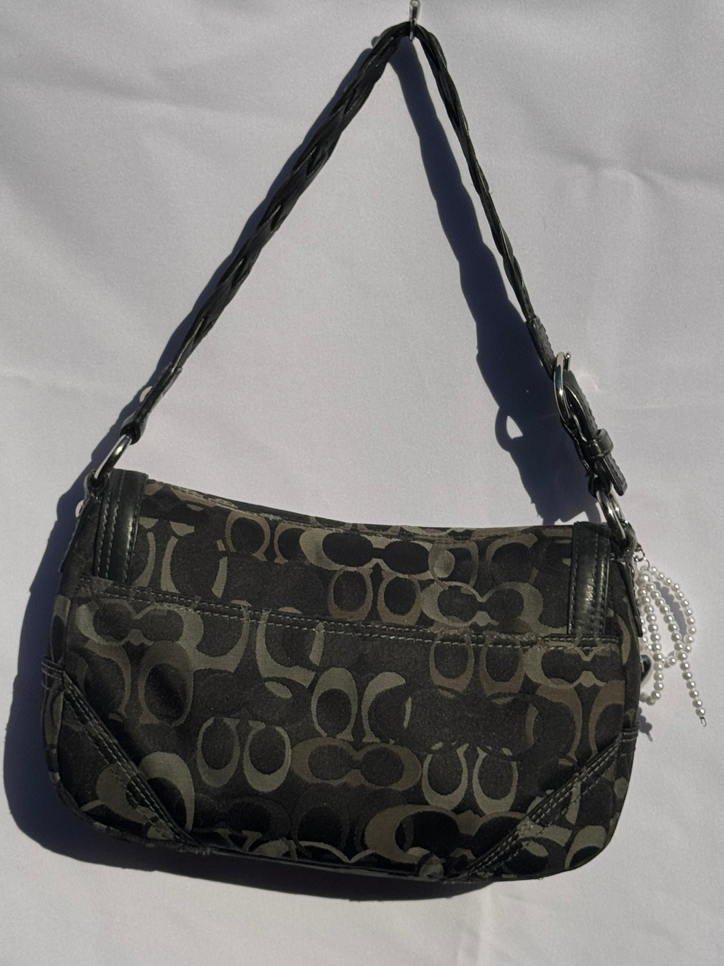 Vintage Grey and Black Monogram Coach Flap bag