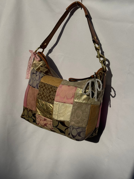 Vintage coach patchwork shoulder bag