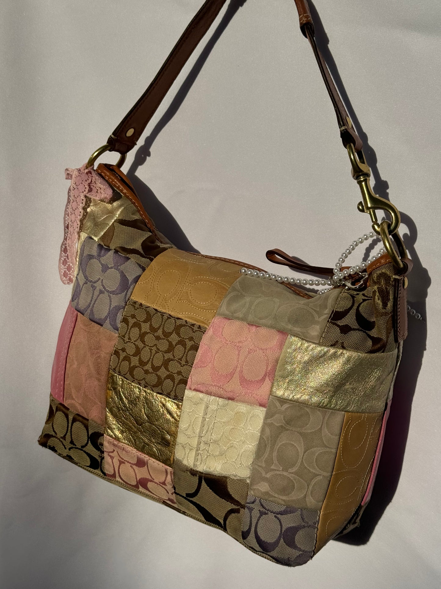 Vintage coach patchwork shoulder bag