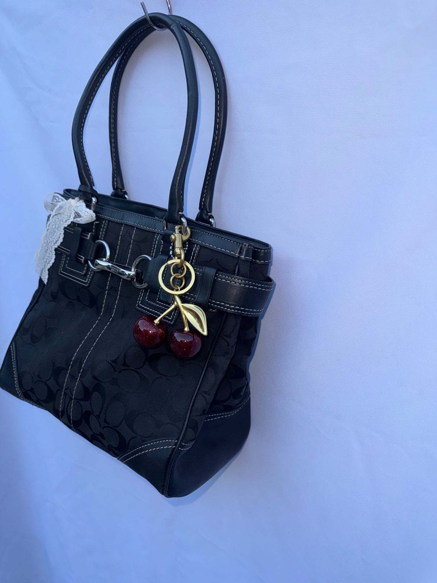 Vintage Black Monogram Mini Tote Bag