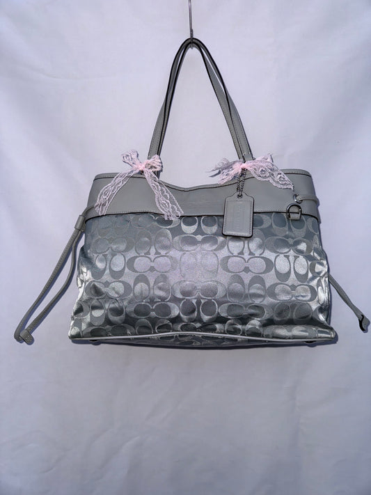 Vintage Y2K Silver Coach Tote Bag