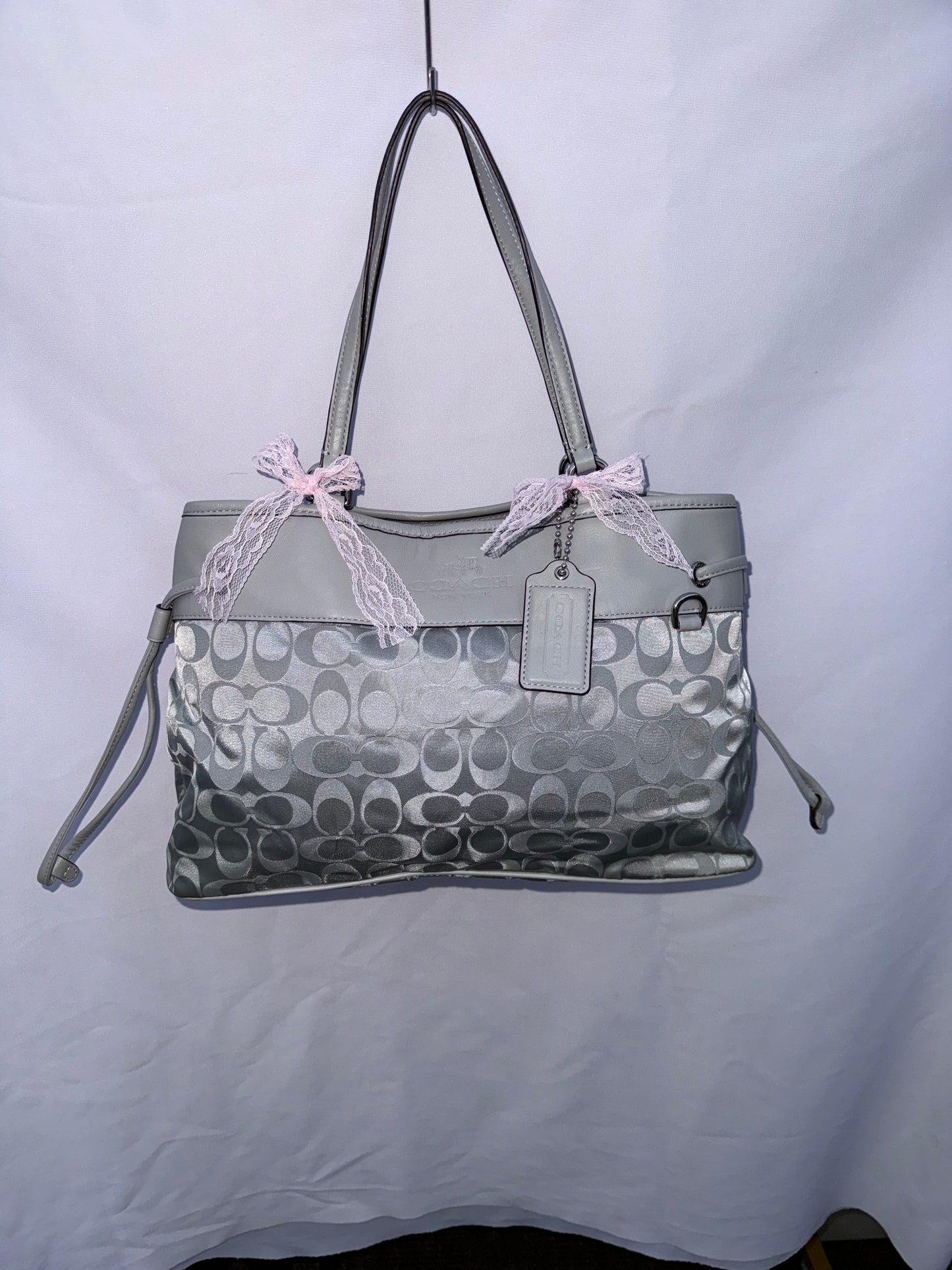 Vintage Y2K Silver Coach Tote Bag