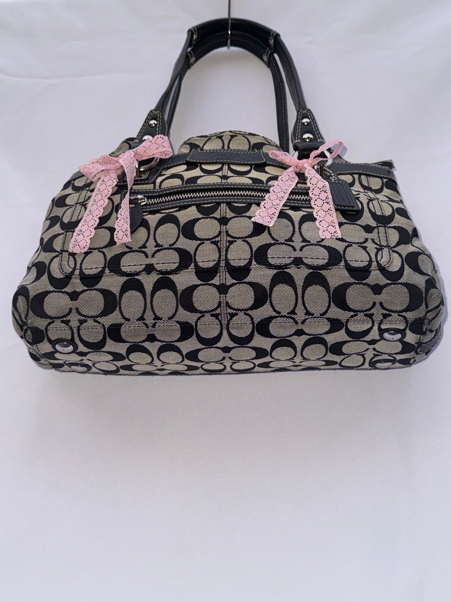 Vintage Coach Black and Grey Jacquard Shoulder Bag