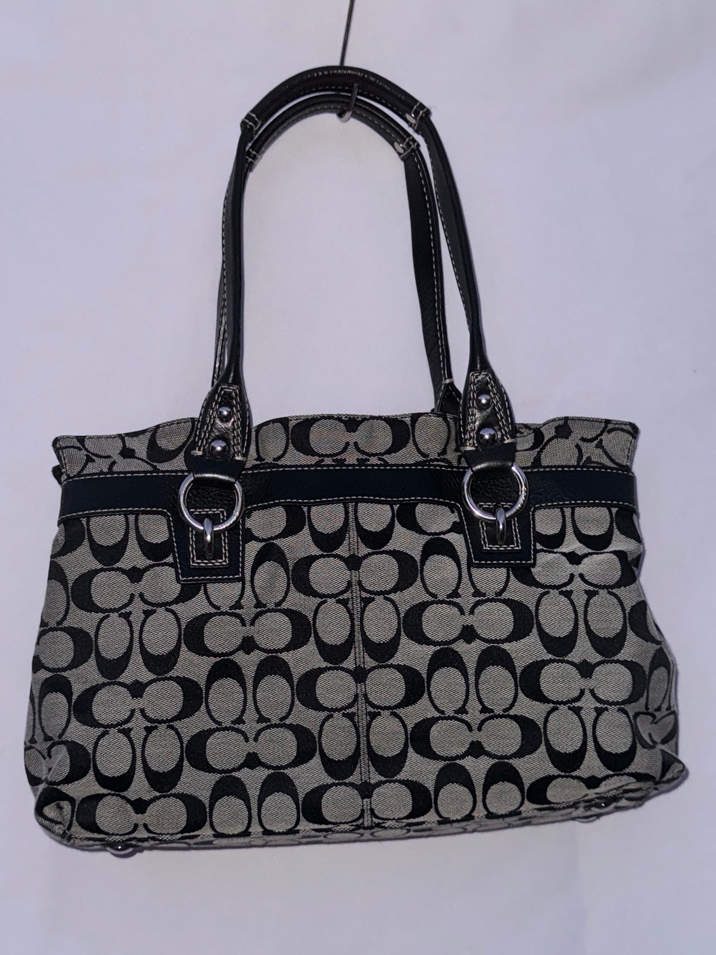 Vintage Coach Black and Grey Jacquard Shoulder Bag