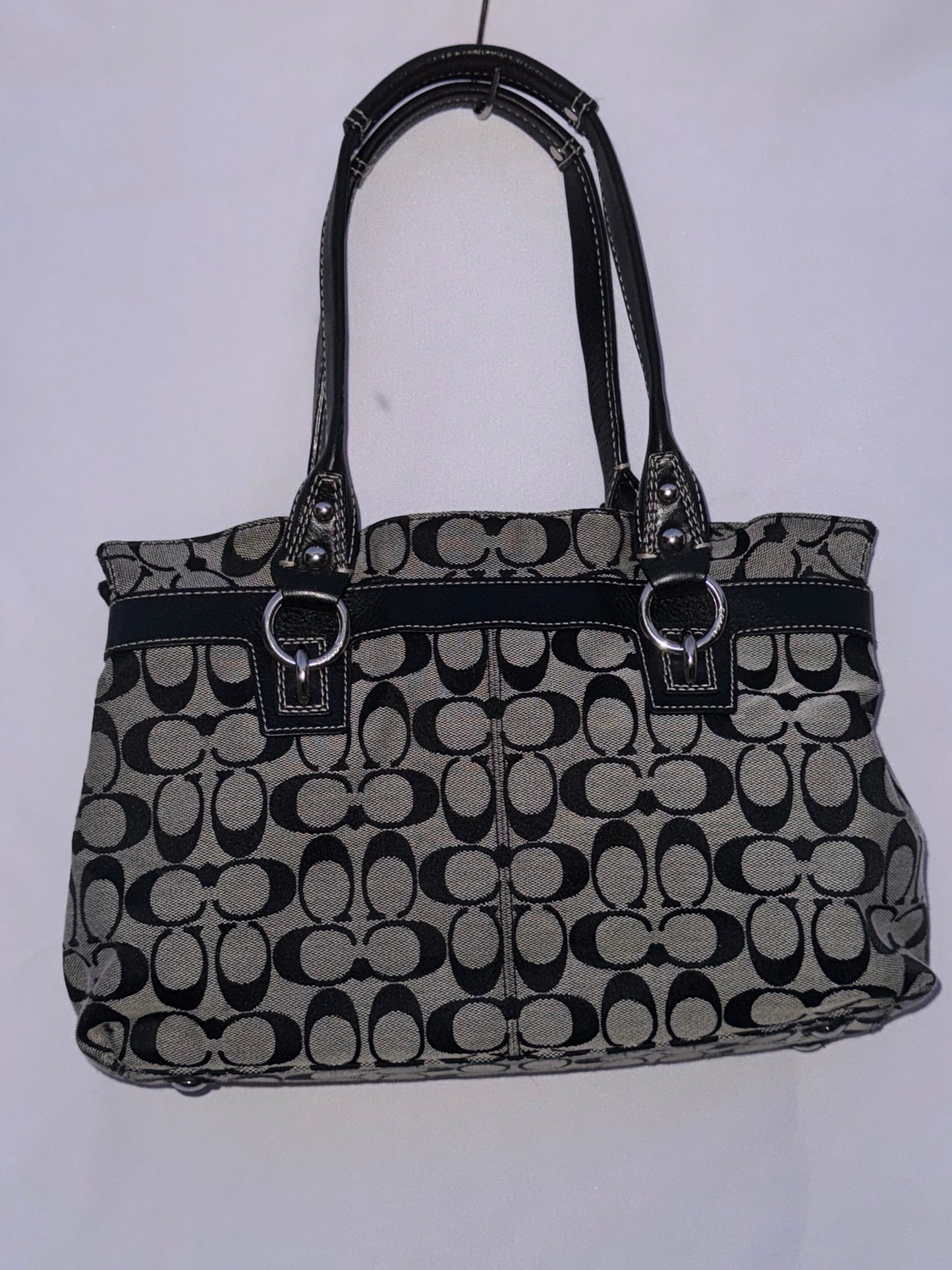 Vintage Coach Black and Grey Jacquard Shoulder Bag