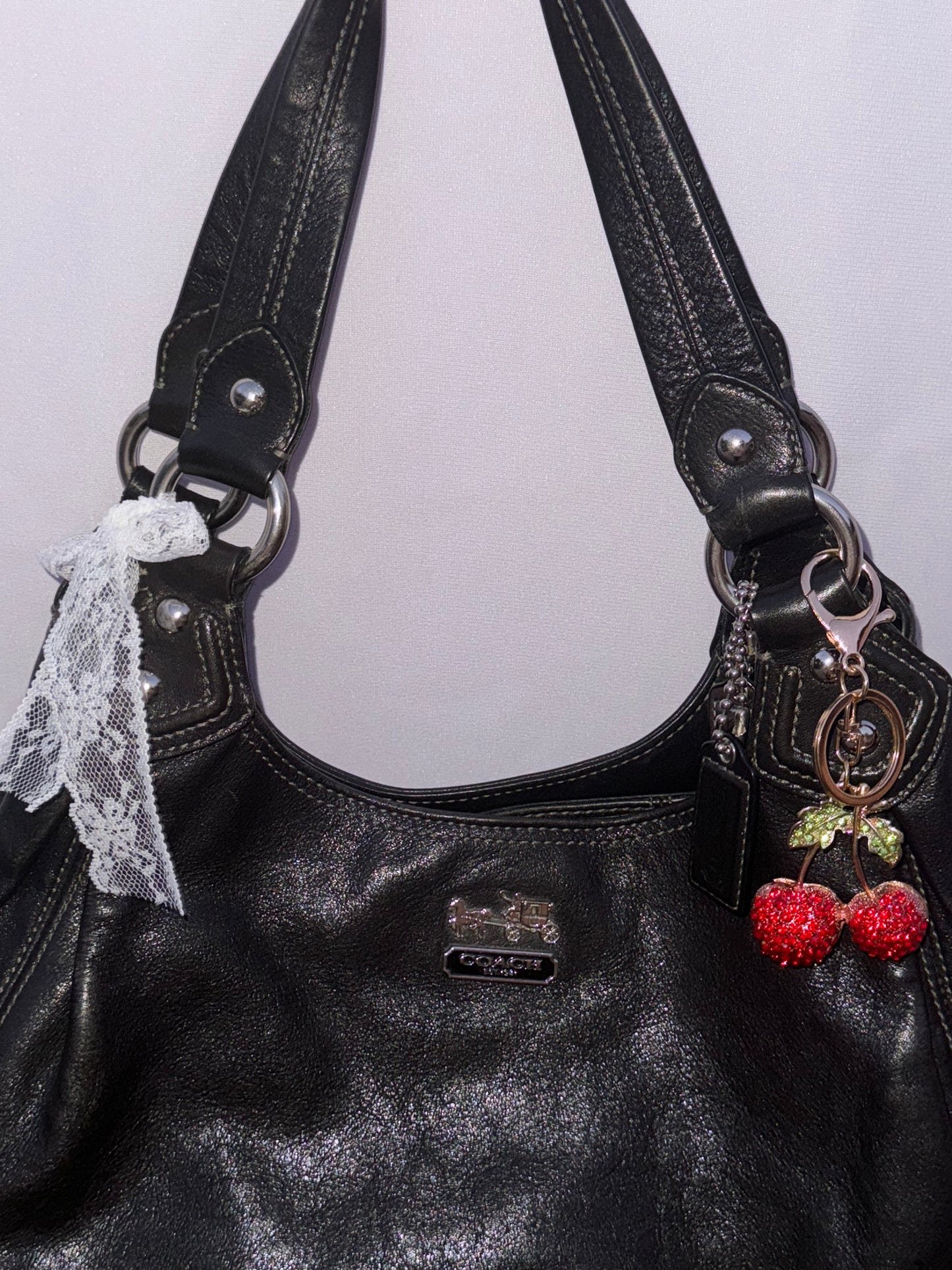 Vintage Black Coach Hobo Bag