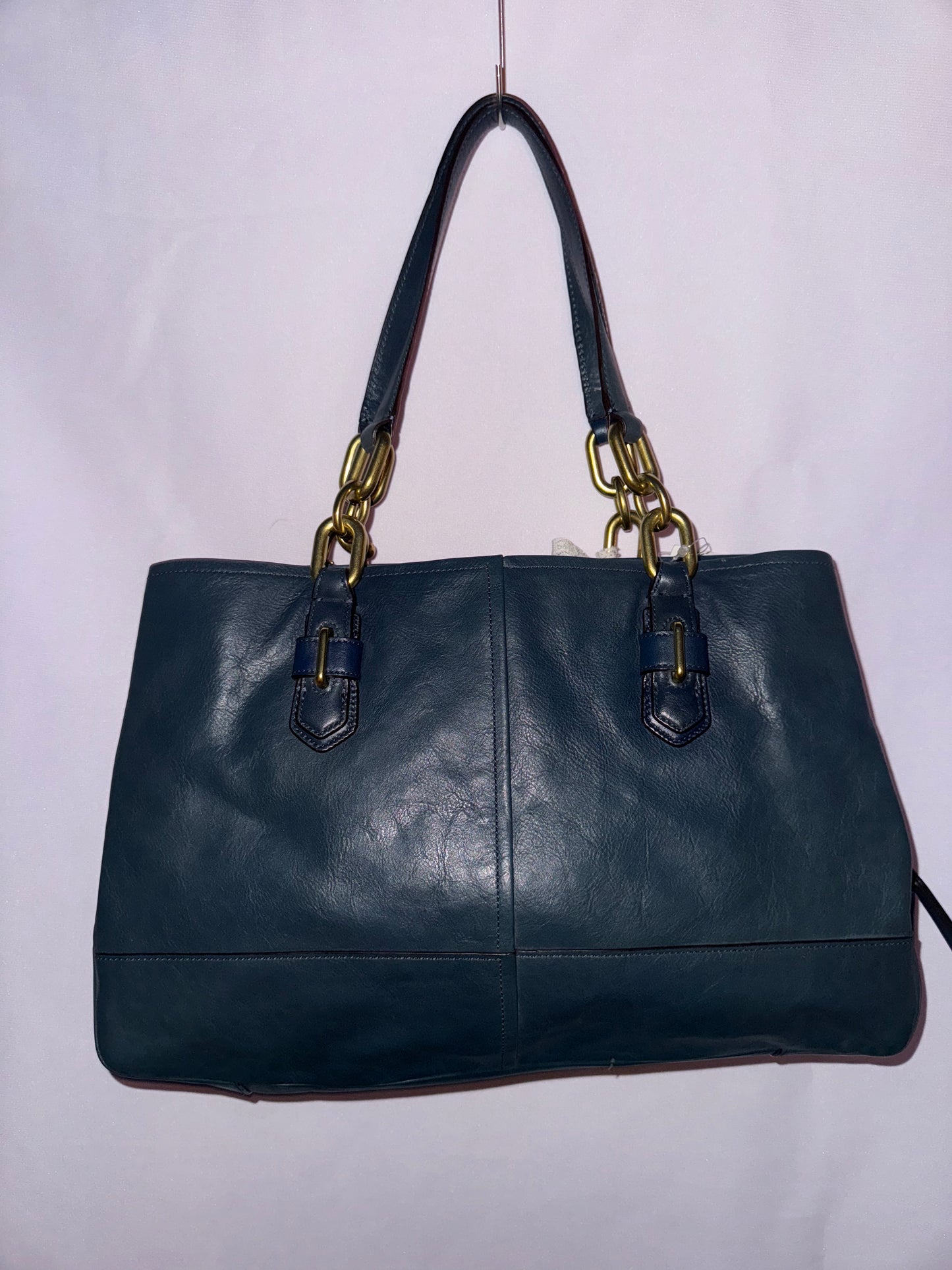 NWT Vintage Coach Blue Leather Tote Bag