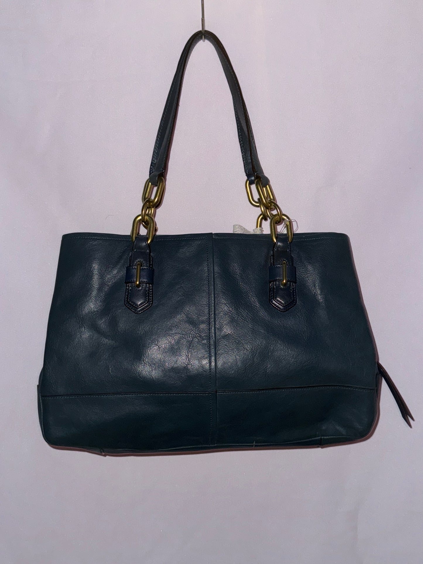 NWT Vintage Coach Blue Leather Tote Bag