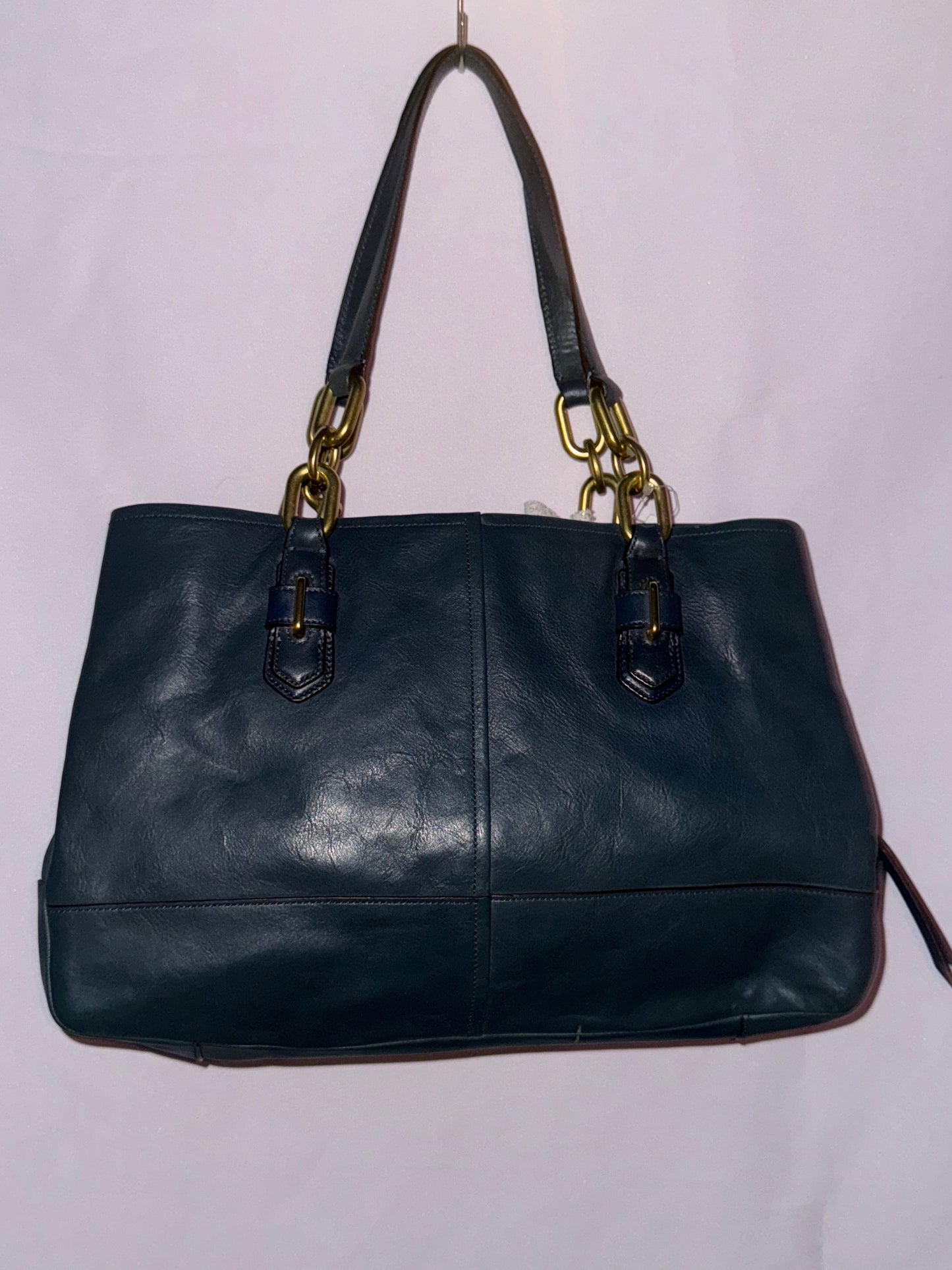 NWT Vintage Coach Blue Leather Tote Bag