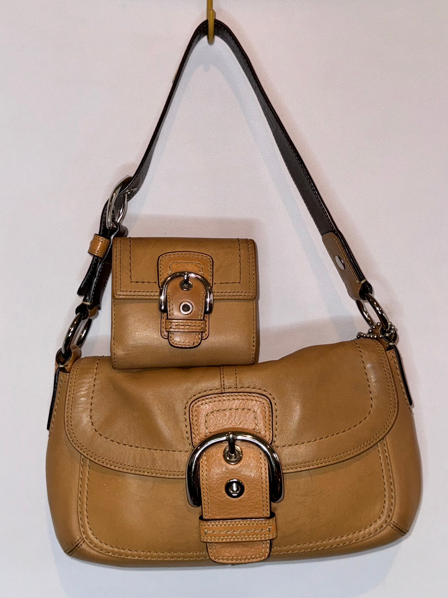 Vintage Y2K Coach Brown Small Shoulder Bag and Wallet Matching Set