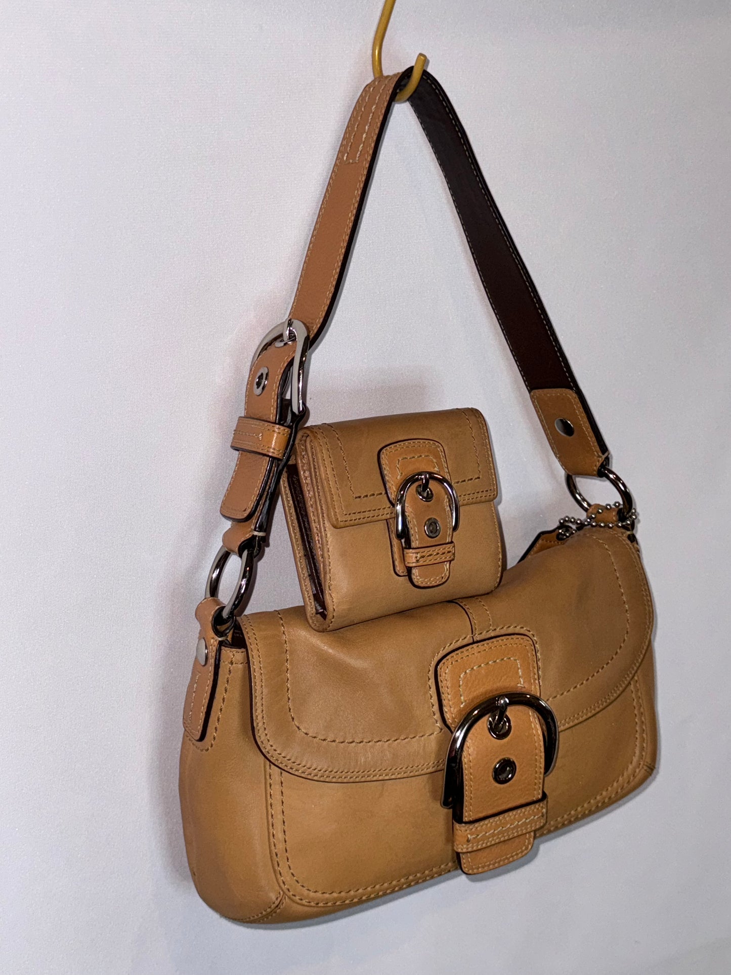 Vintage Y2K Coach Brown Small Shoulder Bag and Wallet Matching Set