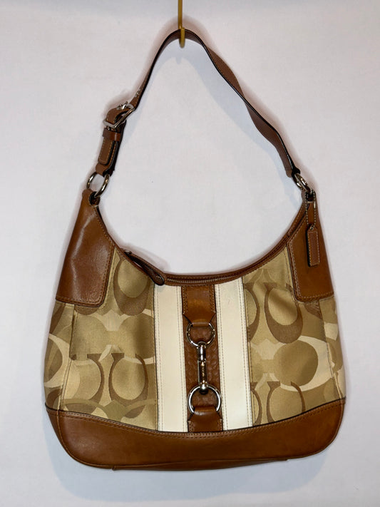 Vintage Y2K Coach Brown Canvas Hobo Shoulder Bag