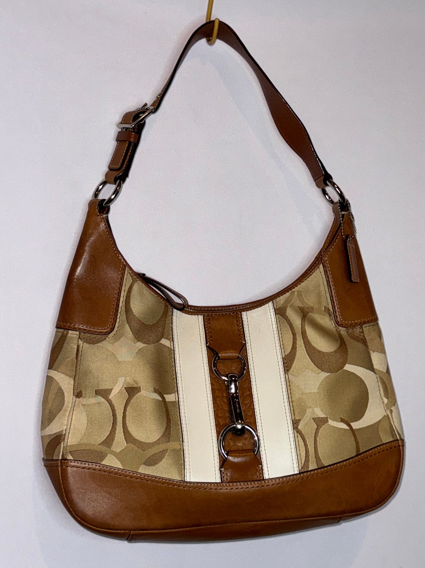 Vintage Y2K Coach Brown Canvas Hobo Shoulder Bag